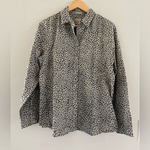 Chico's Black and Tan Leopard Print Button Down Shirt